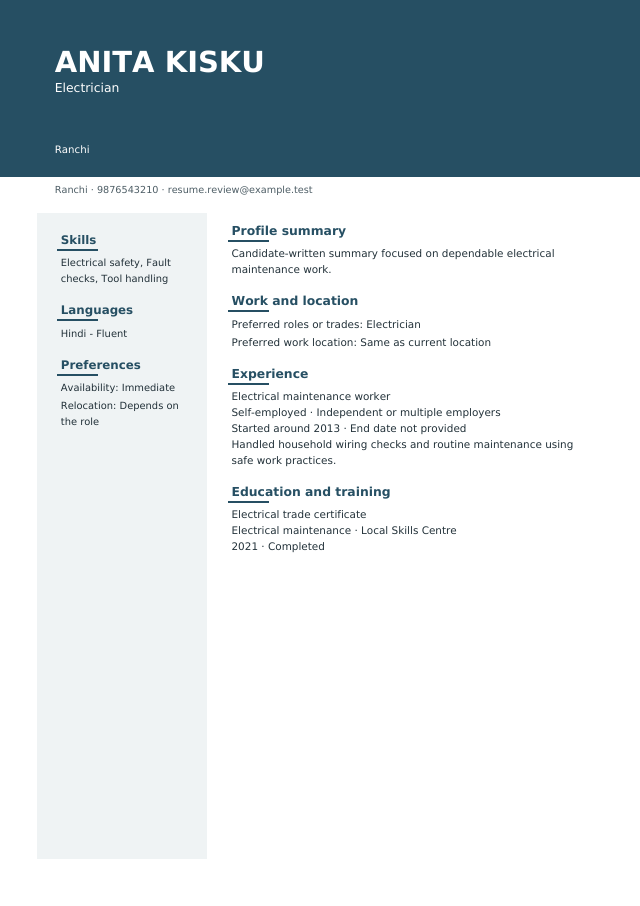 Fictional Modern Signature resume example